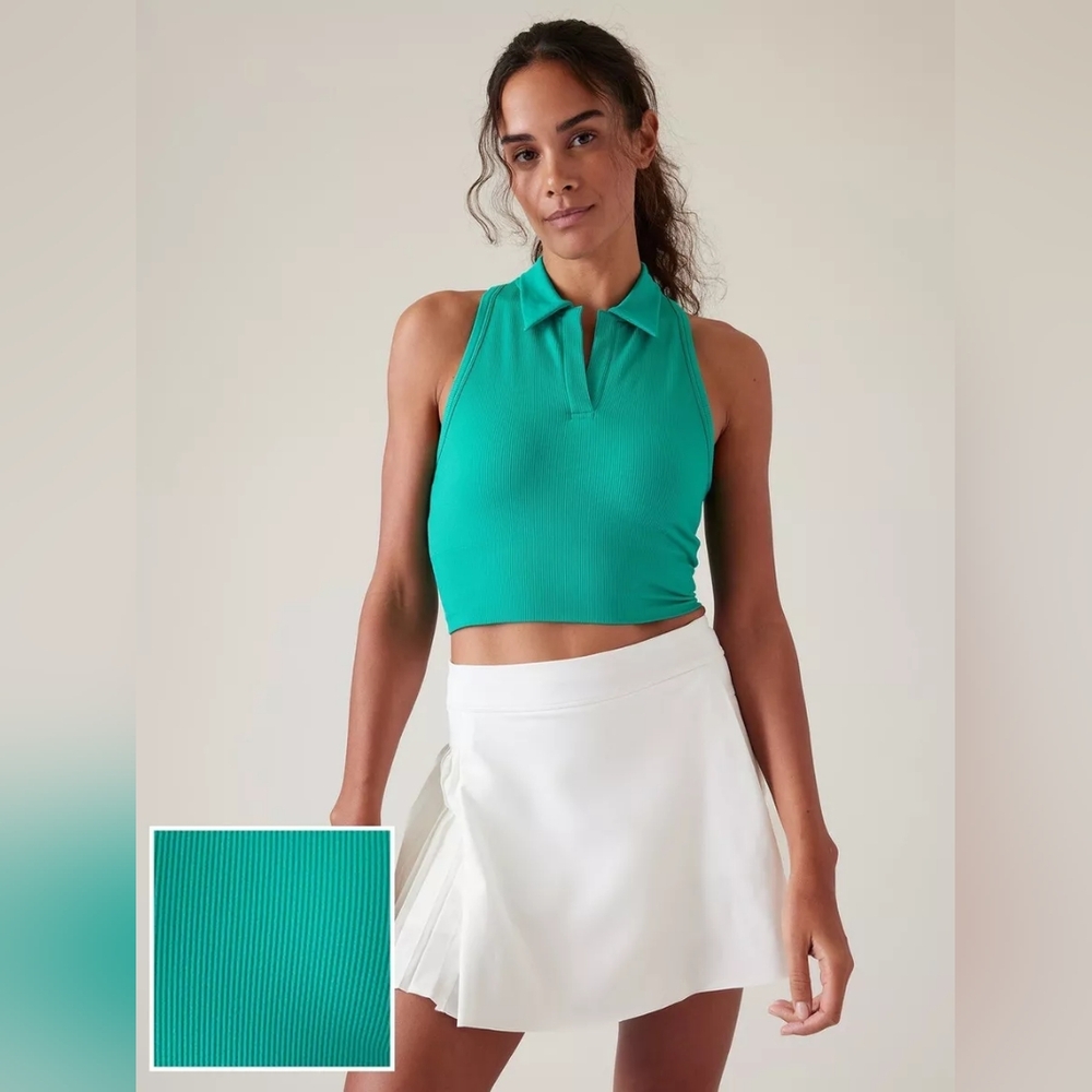 Athleta Crop Polo Tank Green XS